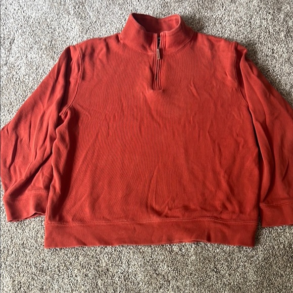 Lands End burnt orange men’s quarter zip sweater, size large - Picture 1 of 6